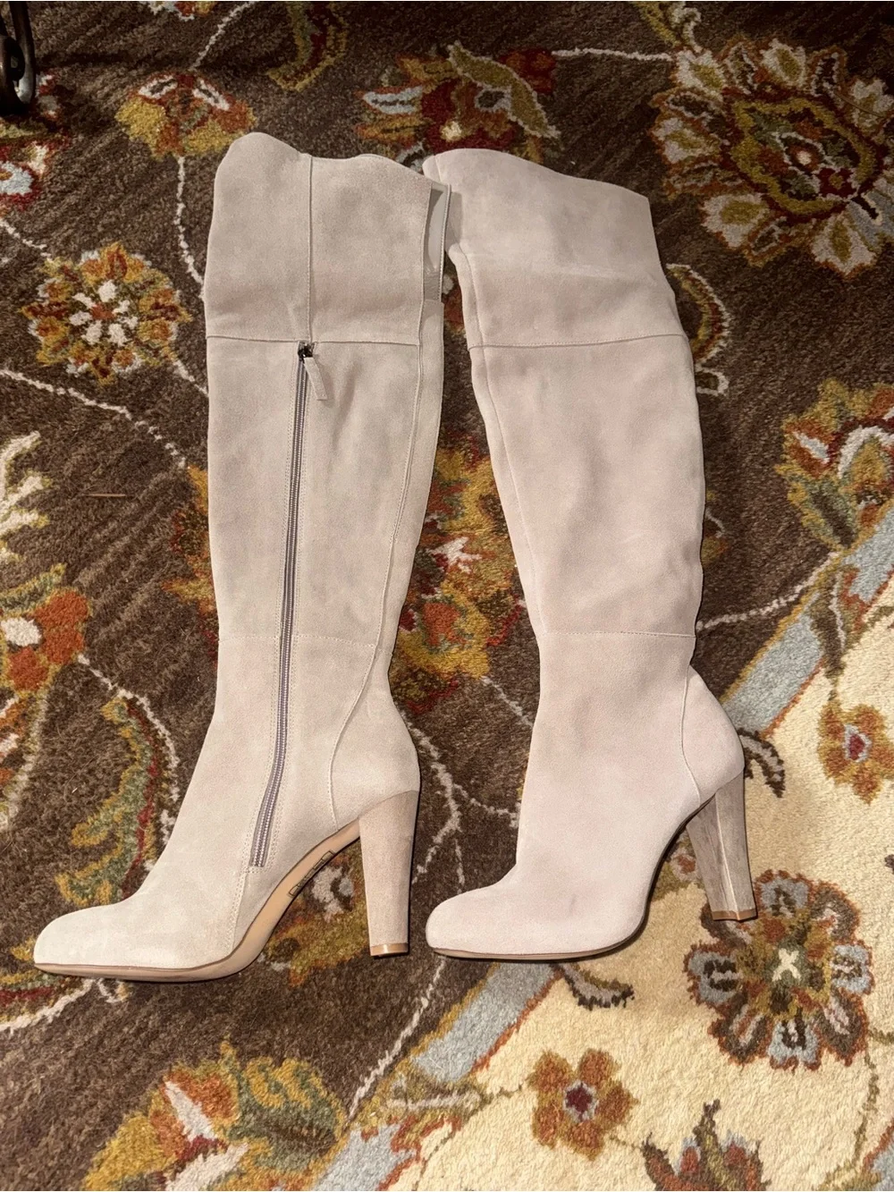 White House Black Market Beige Over-the-Knee Suede Boots